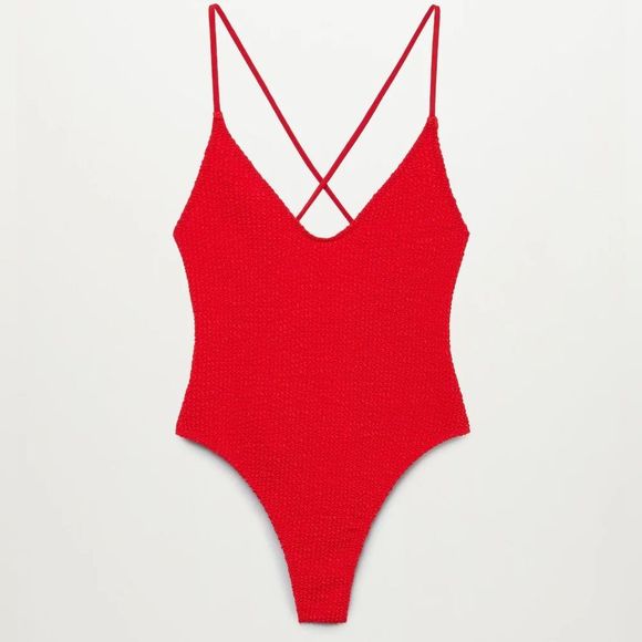 Mango Wrap-back textured swimsuit - Picture 4 of 9